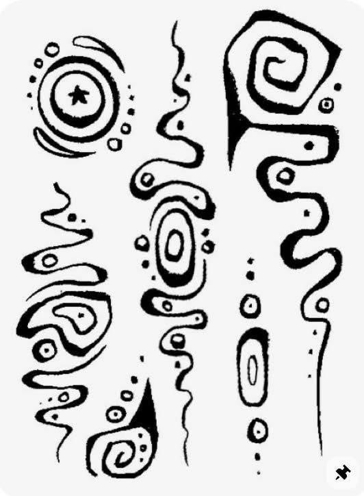 8 Funky Tattoo Flash Designs Worth Having Your Artist Draw 3 Black ink abstract tattoo designs featuring swirling spirals, wavy lines, and organic shapes on white background.
